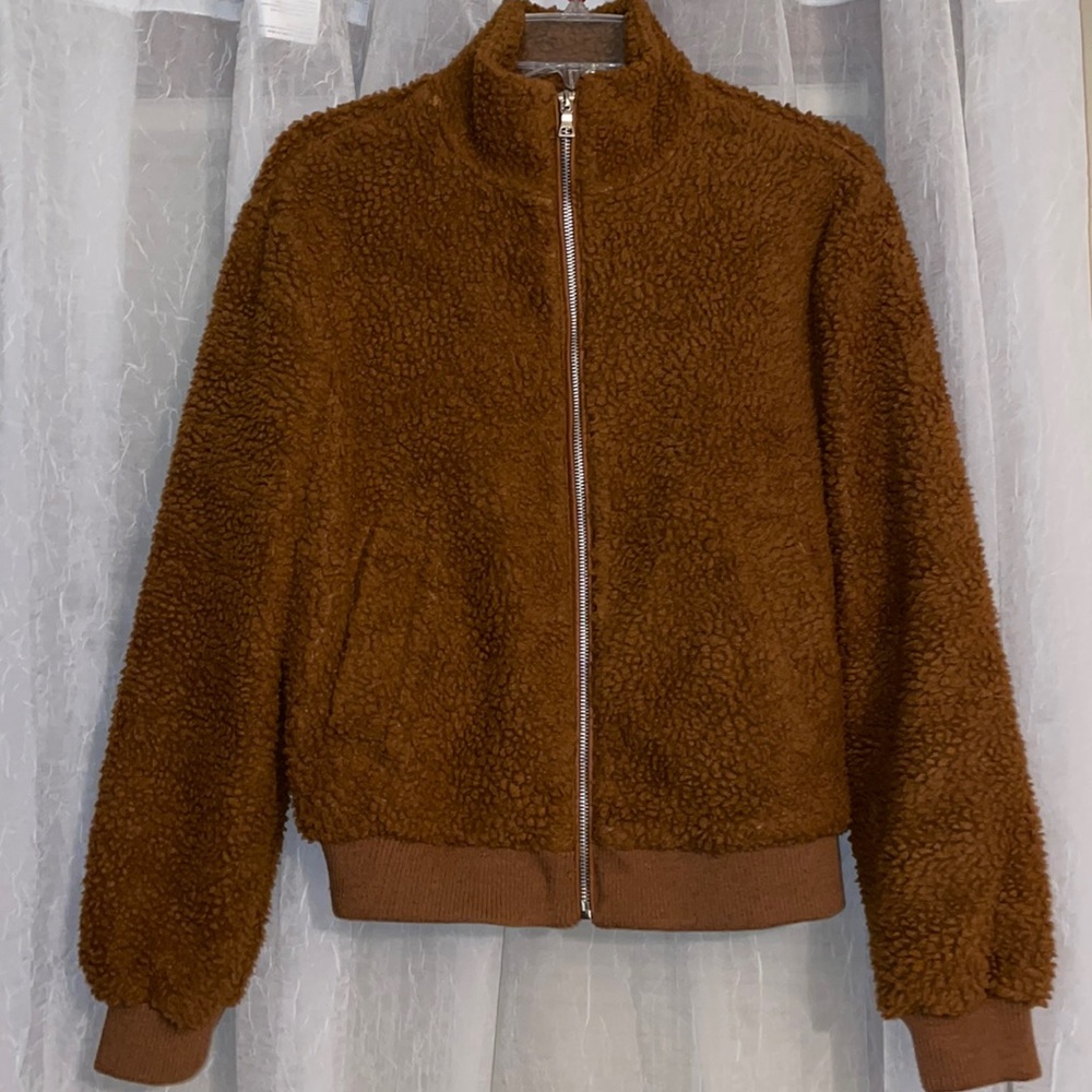 Brown teddy coat.